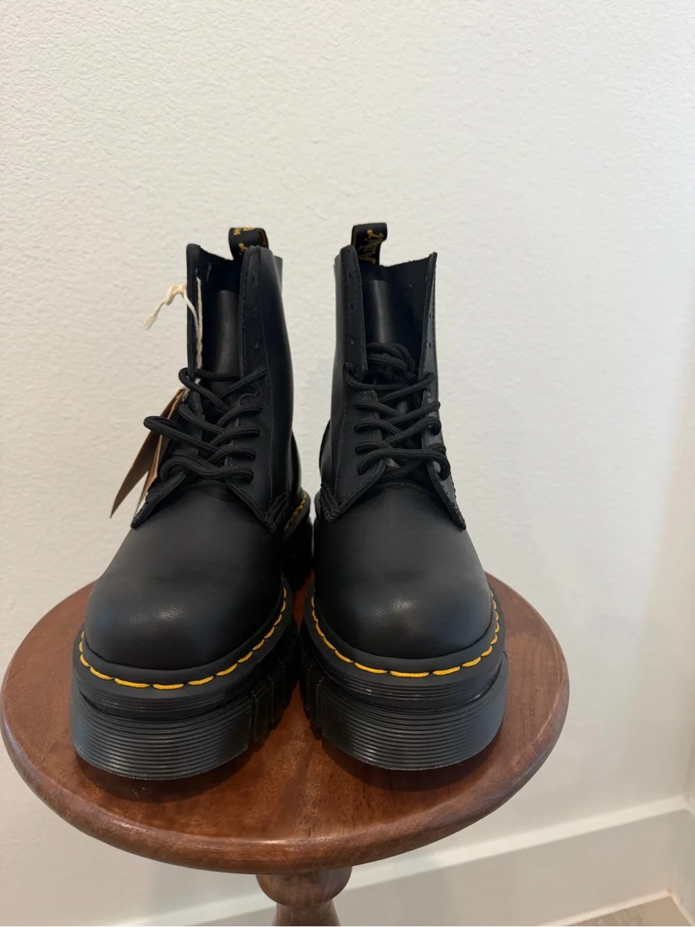 DR. MARTENS AUDRICK NAPPA LEATHER PLATFORM ANKLE BOOTS BLACK WOMENS SIZE 5 NEW